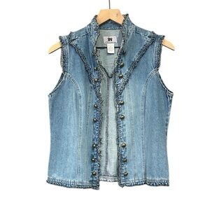 Junction West Denim Sleeveless Ruffle Edge Vest Vintage Festival Medium